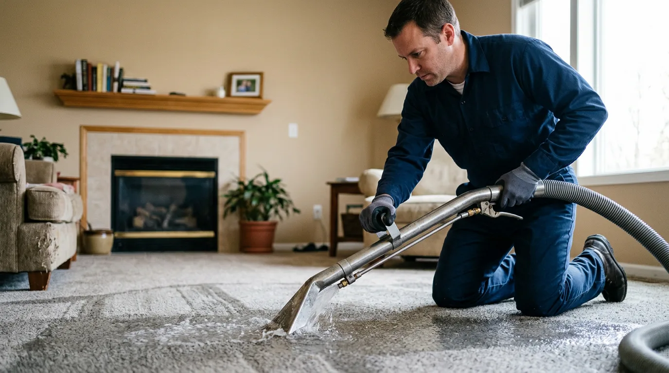 Water damage restoration technician working near Oskaloosa, IA